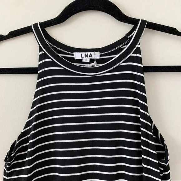 Revolve LNA Leigh Maxi Dress stripes Long Sleeveless Curved hem Scoop neck Small - Picture 10 of 15